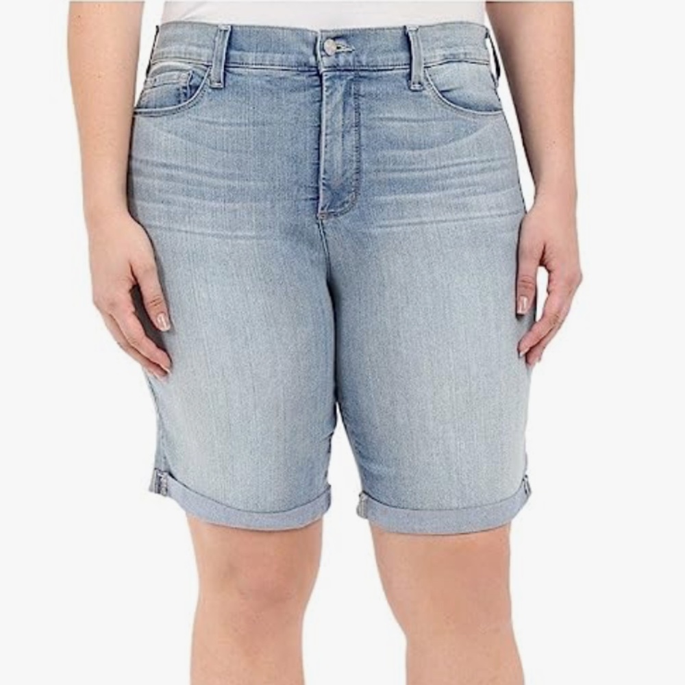 NYDJ Plus Briella Roll Cuff Bermuda Shorts in Manhattan Beach